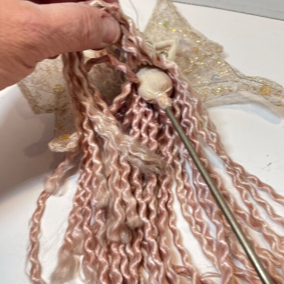 Vintage Handcrafted and painted Fabric Fairy Figurine with Lace Wings and Tassel - Picture 10 of 14